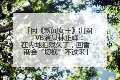 因《新闻女王》出圈 TVB演员林正峰：在内地拍戏久了，回香港会“切换”不过来
